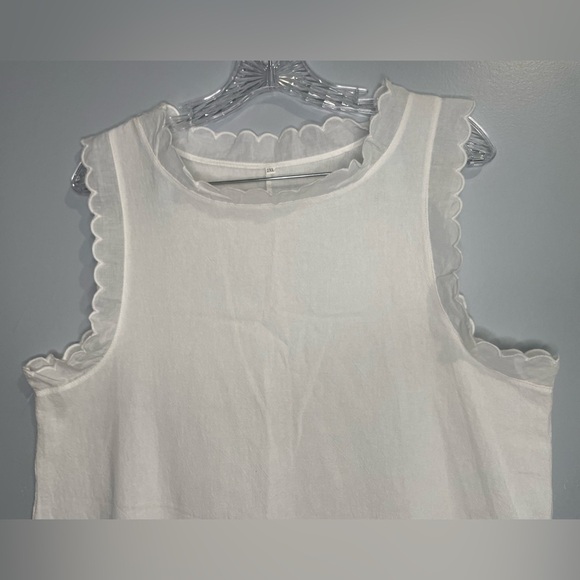 White Dress Size XL Scalloped Edge Mini 100% Cotton EUC Beach Travel Casual Cute - Picture 8 of 13